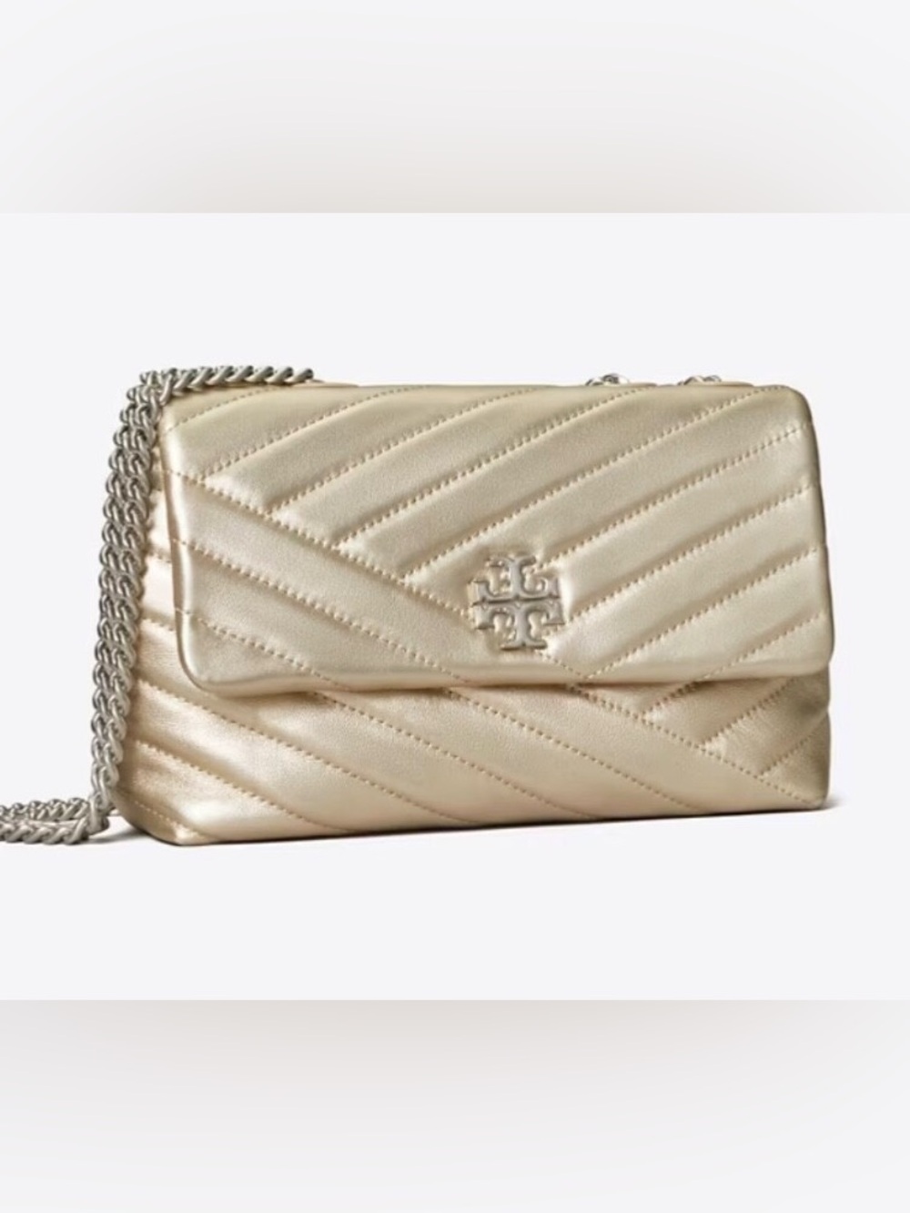 Tory Burch Kira Chevron Metallic Gold Bag
